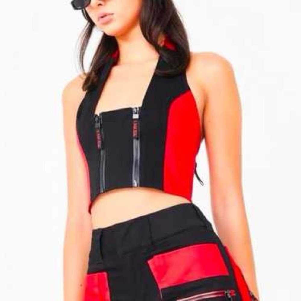 I.AM.GIA Black and Red Halter Top